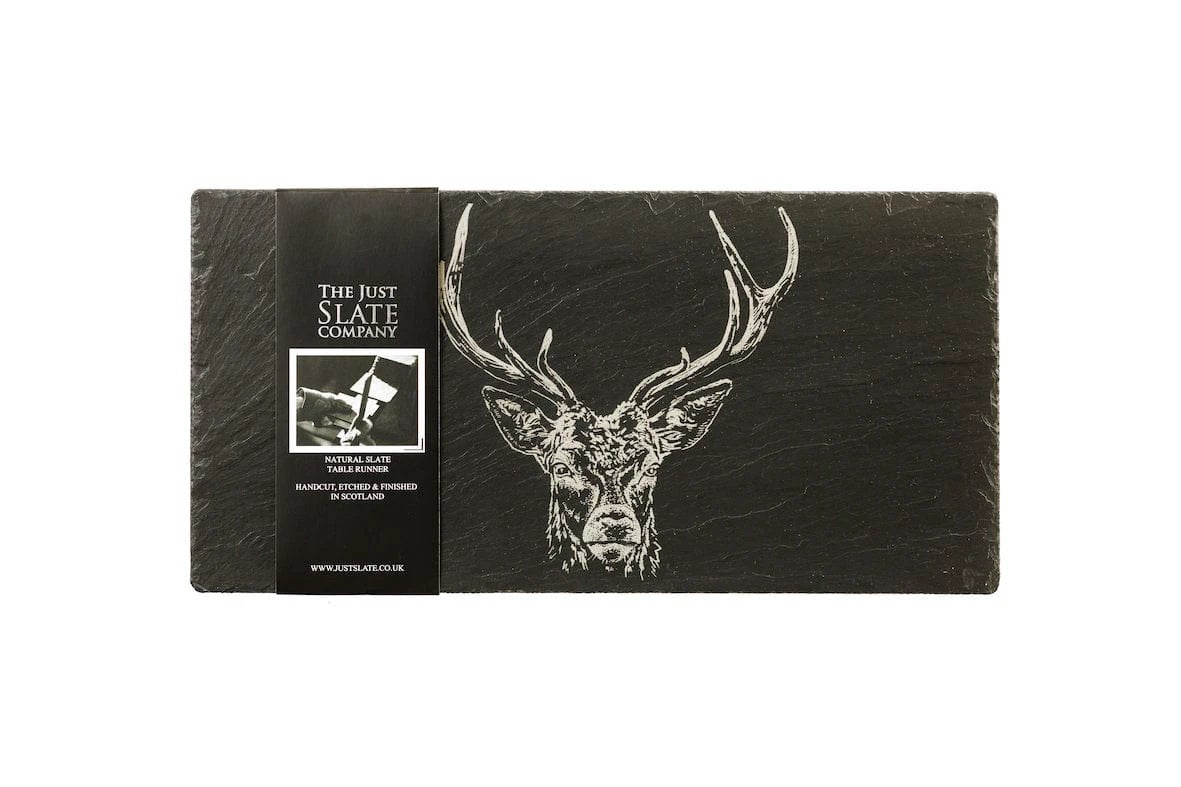 Tafelloper Edelhert - Gegraveerd - 50x25 - Leisteen - Just Slate Company Scotland by MoodCompanyNL
