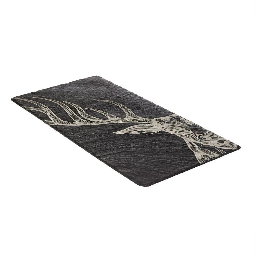 Tafelloper Edelhert Verticaal - Gegraveerd - 50x25 - Leisteen - Just Slate Company Scotland by MoodCompanyNL