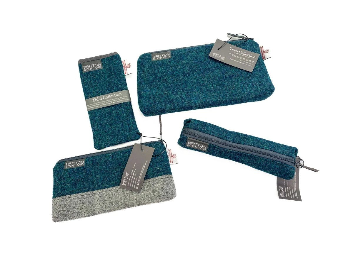 Toilettas Blauwgroen gemêleerd - Harris Tweed - Amy Britton by MoodCompanyNL