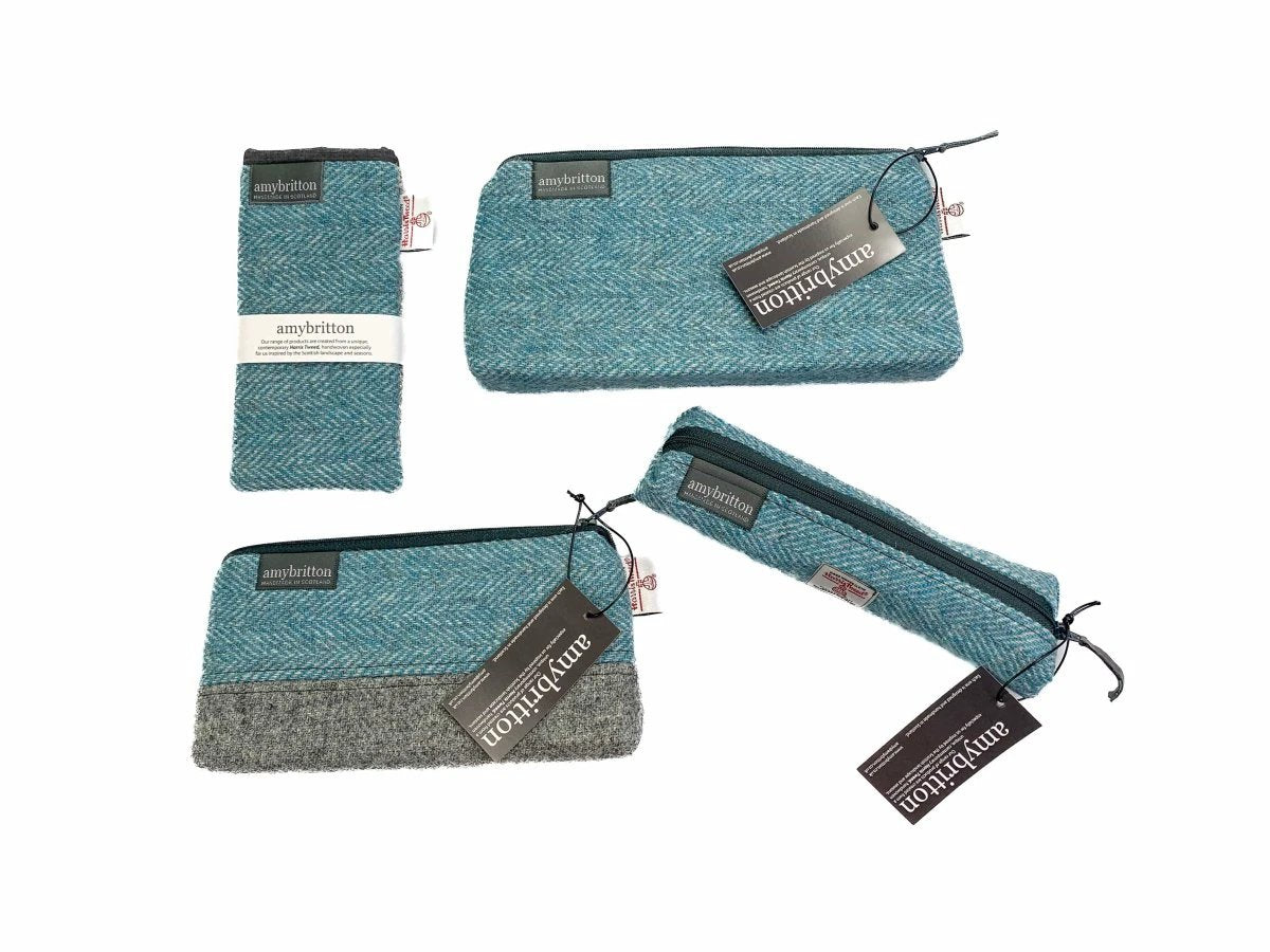 Toilettas Groenblauw - Harris Tweed - Amy Britton by MoodCompanyNL
