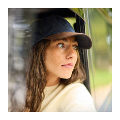 Wax Baseball Cap Blauw – Waxed Cotton Pet met Leren Klep (Made in UK) by Mood Company