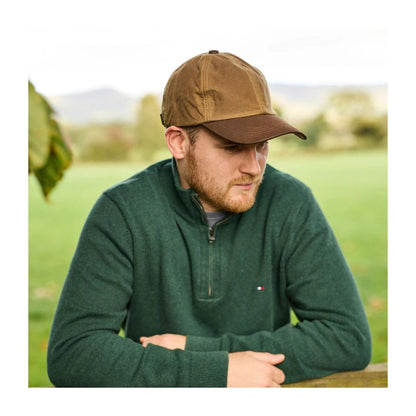 Wax Baseball Cap Sand – Waxed Cotton Pet met Leren Klep (Made in UK) by Mood Company