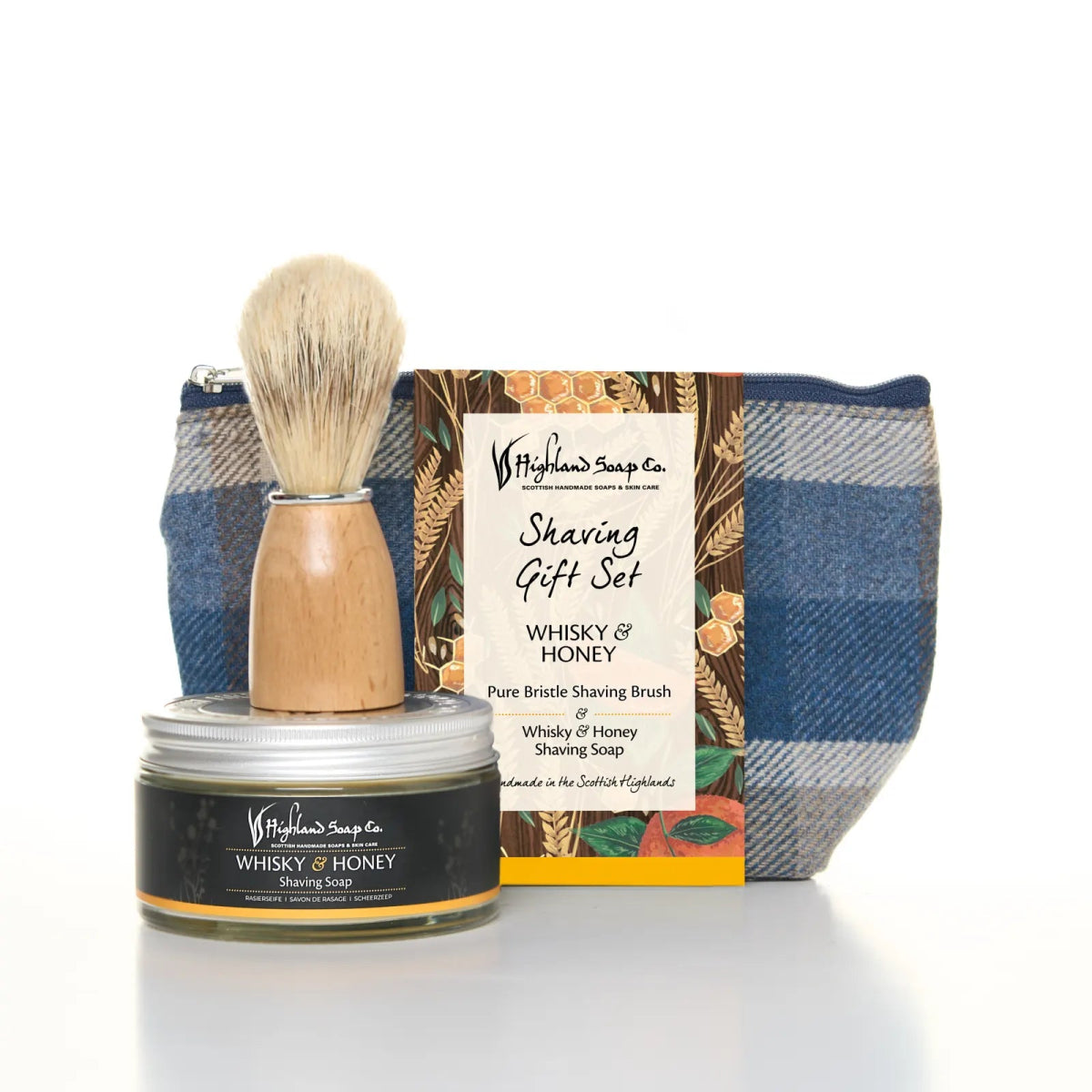 MoodCompanyNL - Whisky & Honey – Warm & Zoet - Scheerset - Scheerzeep, kwast en toilettas - 5060614511038