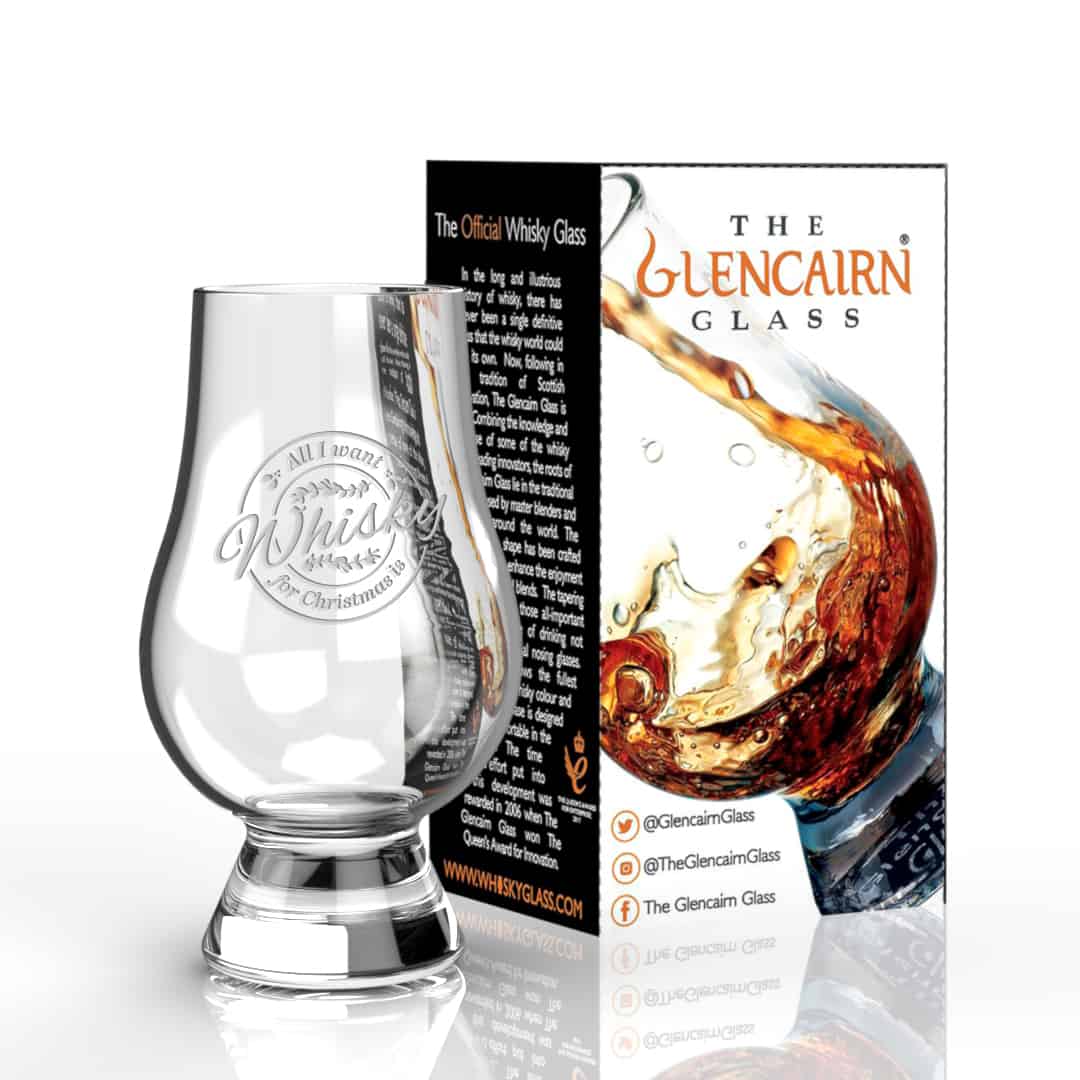 MoodCompanyNL - Whiskyglas Gegraveerd All I want for Xmas - Glencairn Crystal Scotland - 6095643481402