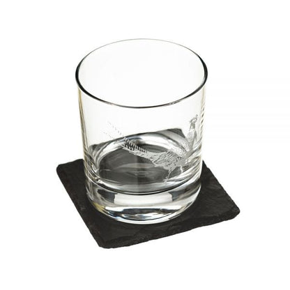 MoodCompanyNL - Whiskyglas Gegraveerd met Fazant en leistenen onderzetter - Just Slate Company Scotland - 5060426288500