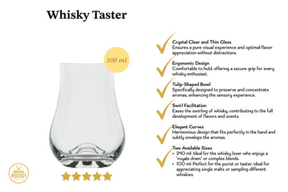 Mood Company - Whiskyglas 'Whisky Taster' met logo - 100 ml - proefglas - 5 +1 Gratis - Groothandelsverpakking - Mood4Whisky - 6151208910920