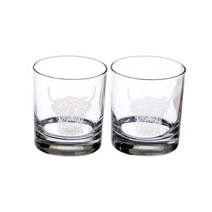Whiskyglazen Gegraveerd Schotse Hooglander 2 stuks - Just Slate Company Scotland by MoodCompanyNL