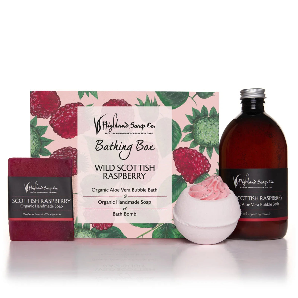 MoodCompanyNL - Wild Scottish Raspberry – Fruitig & Zoet - Luxe Badset – Badschuim, Biologische Zeep & Badbruisbal - 5060614510673
